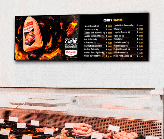 Menu board tv açougue - digital signage MegaMidia